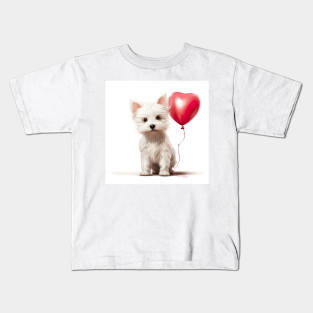 valentine yorkshire pup Kids T-Shirt